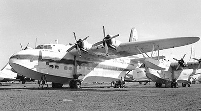 Non-amphibious Short Solent flying boat with beaching gear