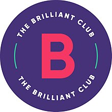 Purple circle with pink 'B' in the centre and 'The Brilliant Club' in white text around the circle