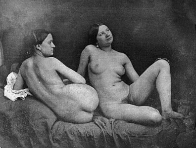 Deux nus féminins allongés, 1850.