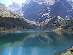 The lake Usphaqucha with the volcano Ampay in the background