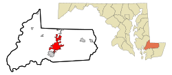 Location in Wicomico County in Maryland