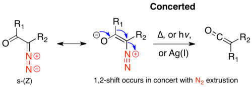Concerted mechanism from the s-cis conformation.