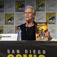 Jamie Lee Curtis Holding Mother Nature at San Diego Comic Con 2023