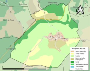 Carte en couleurs présentant l'occupation des sols.