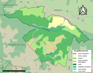 Carte en couleurs présentant l'occupation des sols.