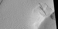 Dark slope streaks on mound in Lycus Sulci, as seen by HiRISE under HiWish program