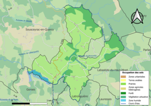 Carte en couleurs présentant l'occupation des sols.