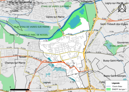 Carte des ZNIEFF de type 1 de la commune.