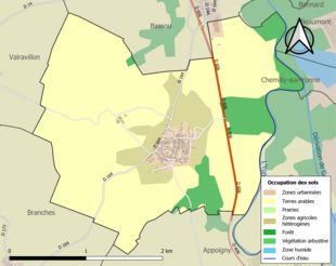 Carte en couleurs présentant l'occupation des sols.