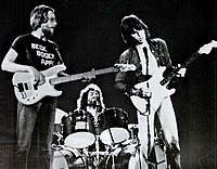 BB&A in May 1973. Left to right: Tim Bogert, Carmine Appice and Jeff Beck.