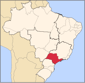 상파울루 주가 강조된 브라질 지도