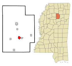 Location of Calhoun City, Mississippi