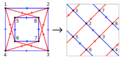 Two isomorphic Cayley graphs of the quaternion group.