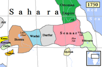 Bornu Empire and eastern Sahelian kingdoms, c. 1750