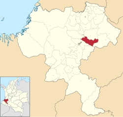 Location of the municipality and town of Totoró, Cauca in the Cauca Department of Colombia.