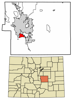 Location of the Fort Carson CDP in El Paso County, Colorado.