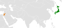 JapanとJordanの位置を示した地図