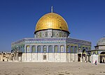a view of Dome of the Rock, It marks the spot where Muhammad is believed by Muslims to have ascended to heaven.