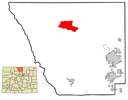Location of the Red Feather Lakes CDP in Larimer County, Colorado.