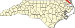 Mapa de Carolina del Norte con la ubicación del condado de Camden
