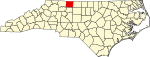 Mapa de Carolina del Norte con la ubicación del condado de Stokes