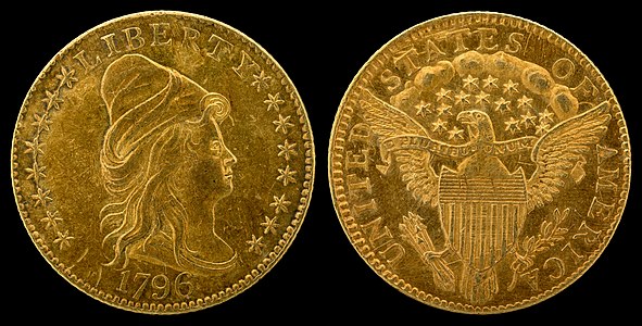 Turban Head quarter eagle, with stars, by Robert Scot and the United States Mint