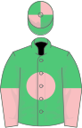 Emerald Green, Pink disc, halved sleeves, quartered cap