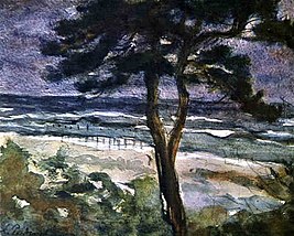 Pine-trees and the Sea, 1910, gouache on paper
