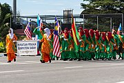 Parade during the 2013 Sabah state-level Independence Day Celebrations held in Likas, Kota Kinabalu on 31 August 2013. The entity in this image represented the Sabah Bumiputera Hawkers Association (Malay: Persatuan Penjaja Bumiputera Sabah).