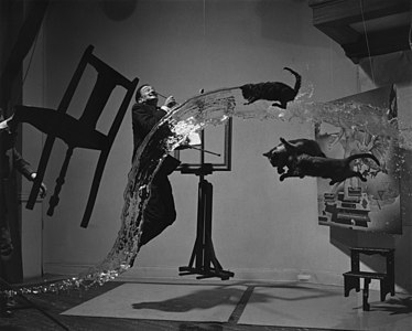 Dali Atomicus at Salvador Dalí, by Philippe Halsman (edited by Trialsanderrors)