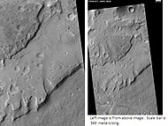 Tyras Vallis Fan Deposit at a different sun angle. The scale bar is 500 meters long. This image is just to the right of the previous image.