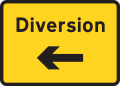 Diversion sign on minor roads or for road works starting to left.