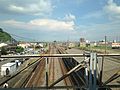 View of the platforms and tracks looking east. Note the passing loop (centre). Platforms 4 and 5 and the sidings south of them can be seen to the extreme right.