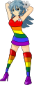 In LGBT pride clothing