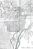 Sapporo city map in 1891, showing the city's grid plan