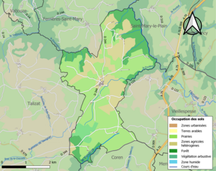 Carte en couleurs présentant l'occupation des sols.