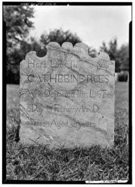 A 1743 gravestone at the church now housed in the Library of Congress
