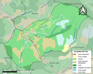 Carte en couleurs présentant l'occupation des sols.