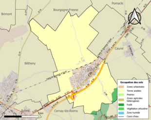 Carte en couleurs présentant l'occupation des sols.