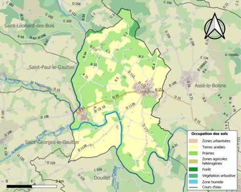 Carte des infrastructures et de l'occupation des sols de la commune en 2018 (CLC)