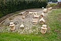 Reproductions of house-shaped haniwa from the Akatsuchiyama Kofun]]