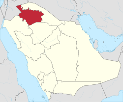 Map of Saudi Arabia with Al-Jawf highlighted