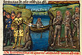 Folio 73v.: Alexander sending a message over a river to the Brahmins.