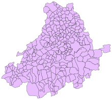 Map of municipalities in Ávila