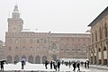 Palazzo d'Accursio durante una forte nevicata nel marzo 2018