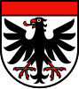 An eagle on a white shield with red band above depicts Aarau's coat of arms