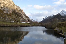 Reservoir at the entrance to the village of Valley of the Lake