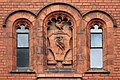 Terracotta coat of arms of the City of Liverpool, Victoria Building, University of Liverpool, located on the second floor above the main entrance