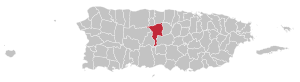 Map of Puerto Rico highlighting Ciales Municipality