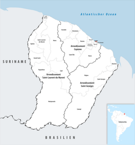 Location of the commune (in red) within French Guiana